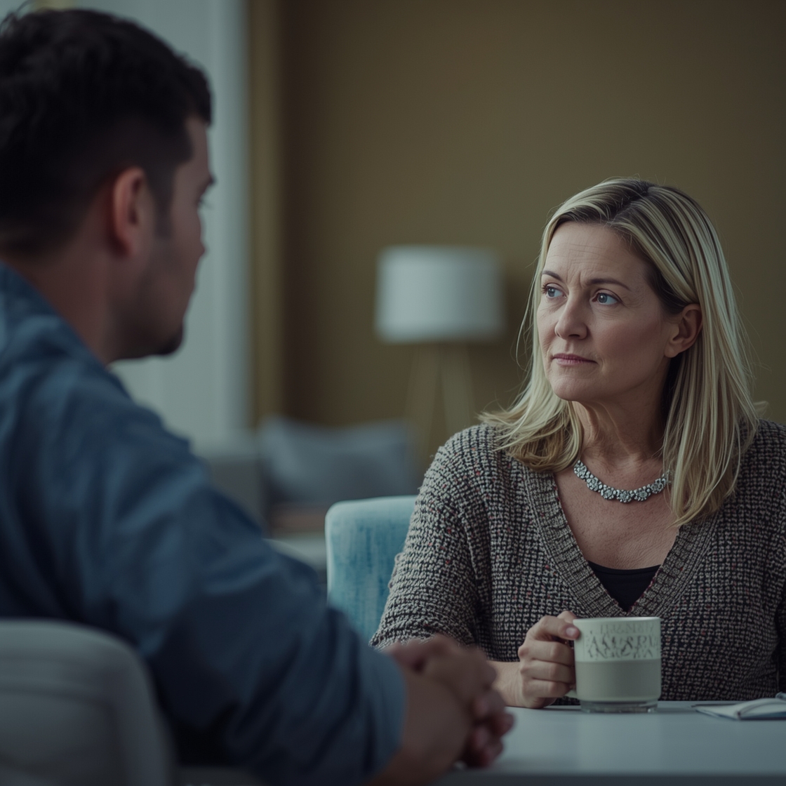 Two adults discussing boundaries with respectful personal space